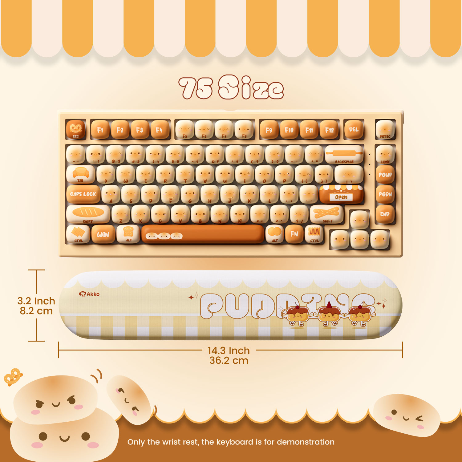 Akko Pudding Buns Keyboard Wri - Wrist Rest Ergonomic 评论和价格