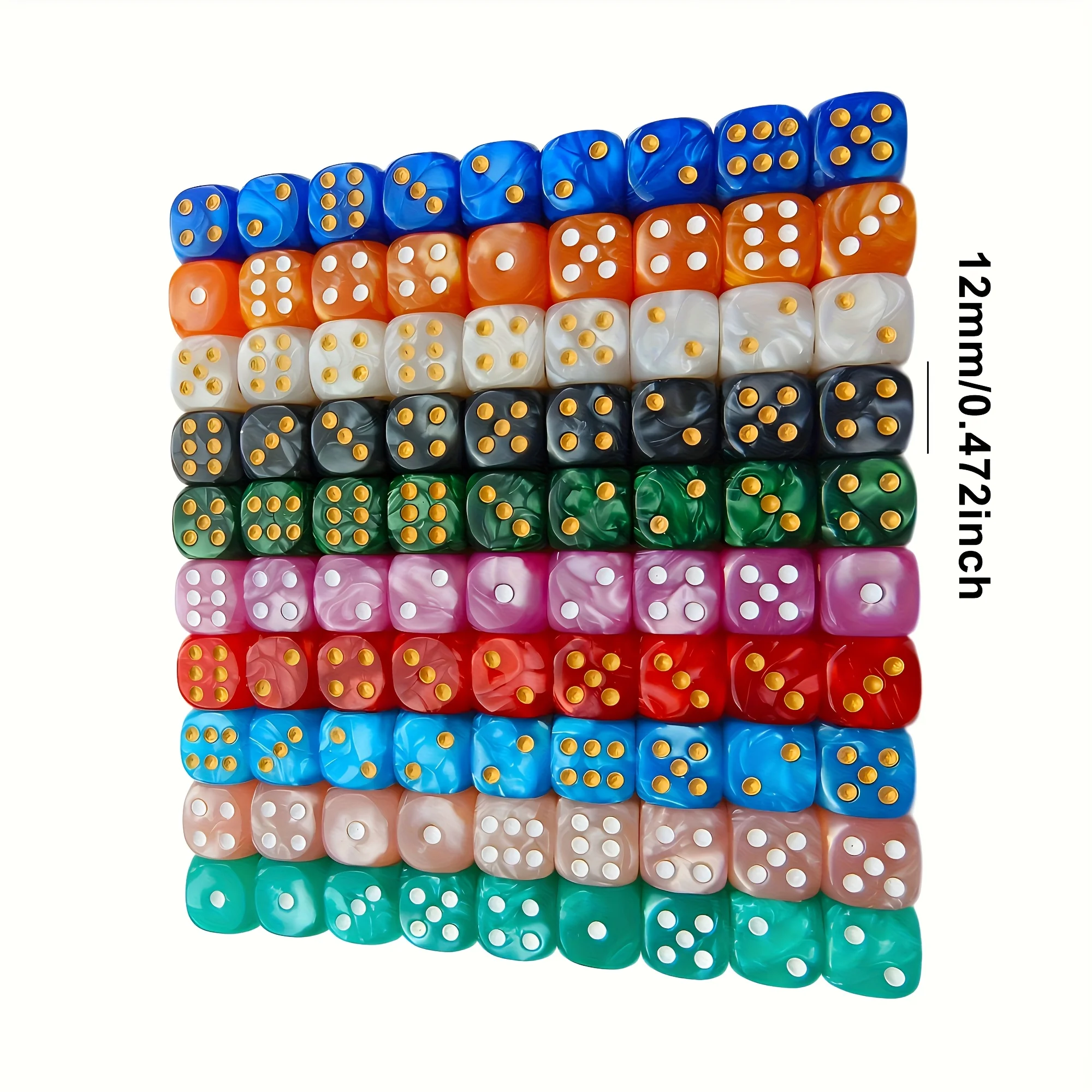 10Pcs 12mm Pearl Swirl D6 Dice - Gaming Accessories Tablet 评论和价格