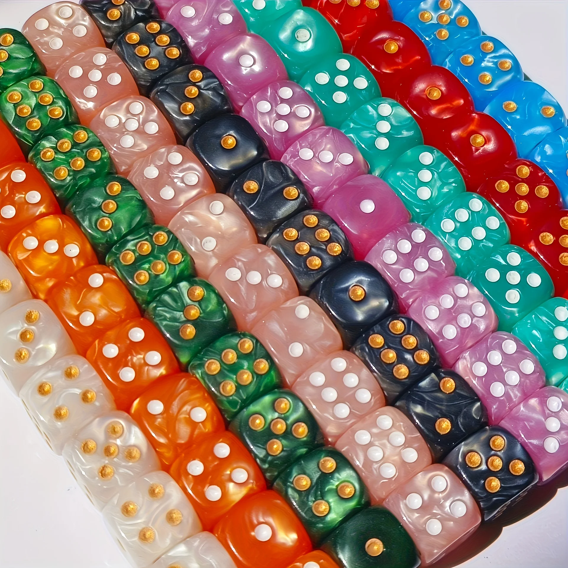 10Pcs 12mm Pearl Swirl D6 Dice - Gaming Accessories Tablet 评论和价格