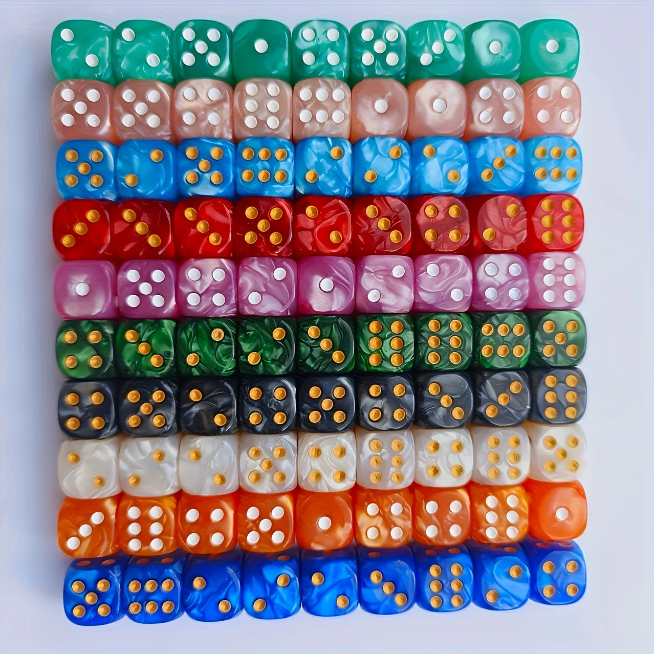 10Pcs 12mm Pearl Swirl D6 Dice - Gaming Accessories Tablet 评论和价格
